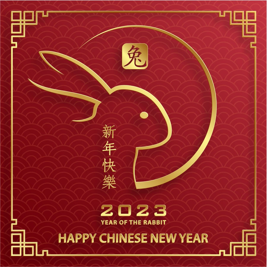 2023兔年中国风新年春节剪纸风节日宣传插画海报背景展板AI素材【263】